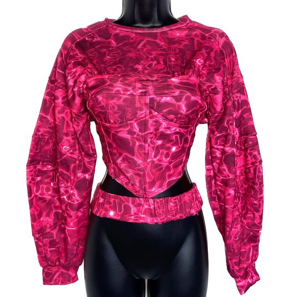 New Small‎ Retro Corset Sweater Grandma Cut out Tie Dye Drop Shoulder - Picture 1 of 4